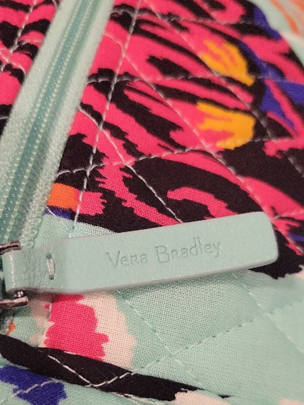 Vera Bradley Aqua Multi-Color Patterned Vintage Vera Tote